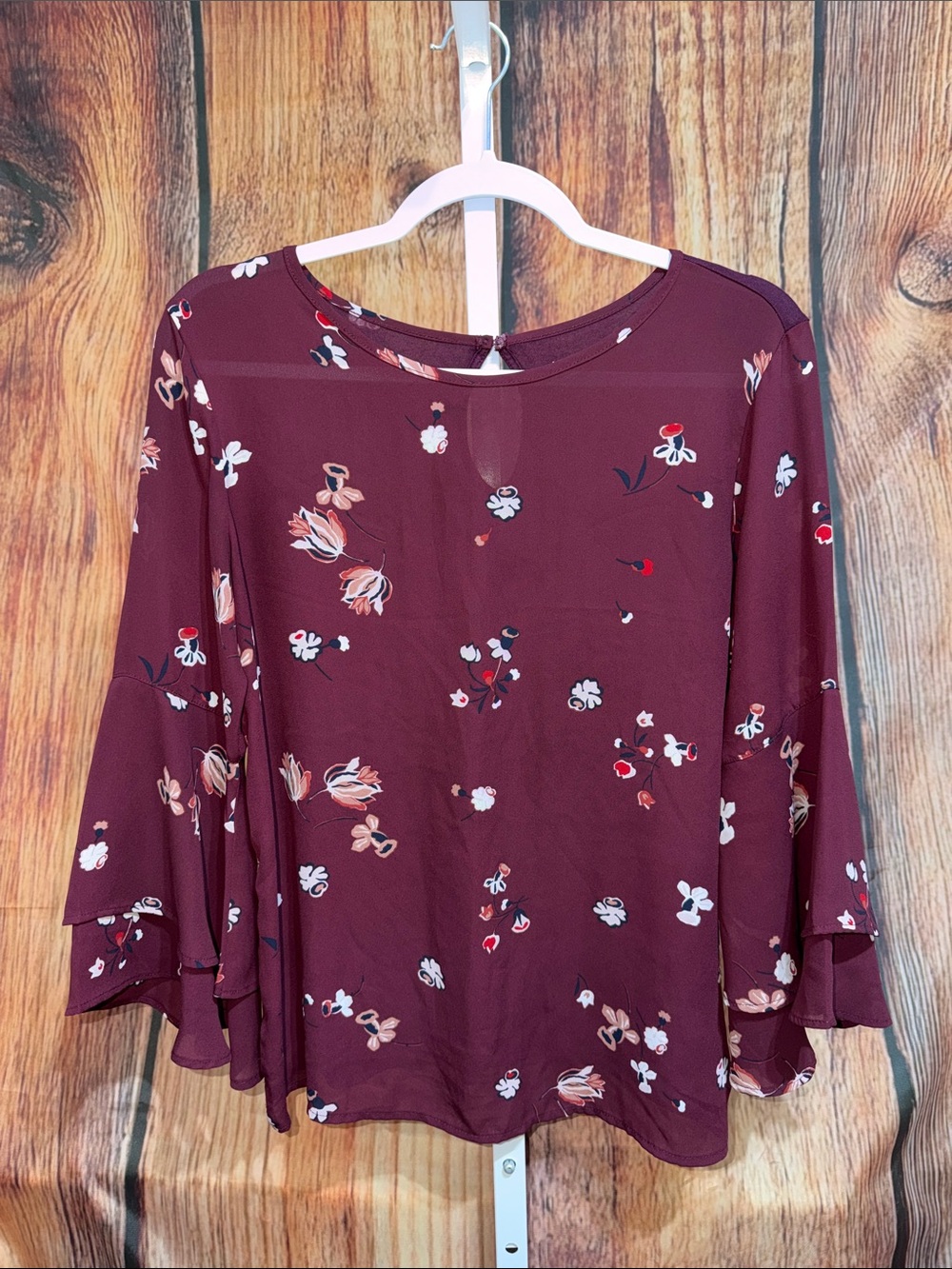 Loft Outlet Double Ruffle Sleeve Blouse Size S